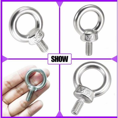 Boulon À Œil - M6 - Acier Inoxydable 304 - 41 mm - Diamètre Anneau 16 mm - Lot De 10 (1/4)