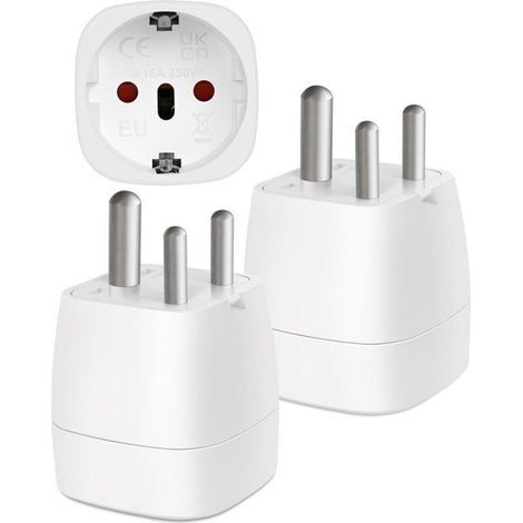 EU-Stecker auf Typ-D-Adapter – 250 V, 10 A, 2500 W – Für Indien, Nepal, Sri Lanka, Mosambik – 2 Stück (1/5)