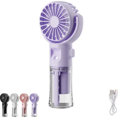 Mini ventilateur brumisateur portable, ventilateur de poche rechargeable par USB (violet) (1/5)