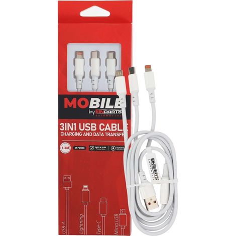 Cavo 3 in 1 USB-A USB-C Lightning da 1,2 m EPMOB08 (1/5)