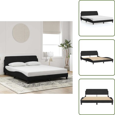Bettgestell ohne Matratze Schwarz 160x200 cm Samt - Samtbettwäsche - Doppelbett - Boxspringbett - Schlafzimmer Dekoration - Modernes Bett (1/5)