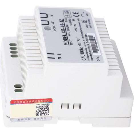 DR-60-12 Netzteil, hochpräzise, Einzelausgang, PWM, DIN-Schiene, 60 W, 100–240 V (1/5)