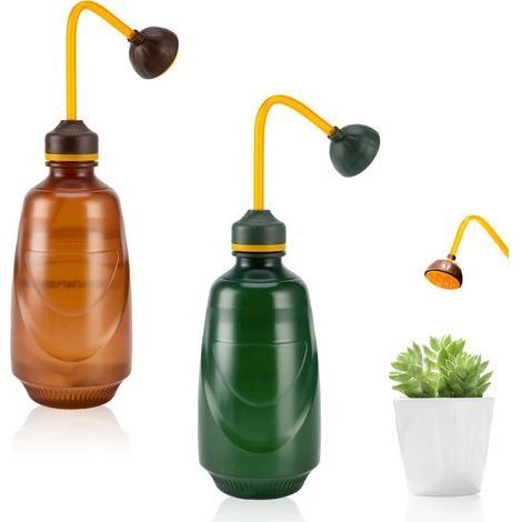 Arrosoir Plante Intérieur 2Pcs, Arrosoir Bonsai 450ml, Petit Arrosoir Doux Idéal pour Les Bonsaïs, Les Plantes Délicates et Les Boutures (Vert + Brun) (1/5)