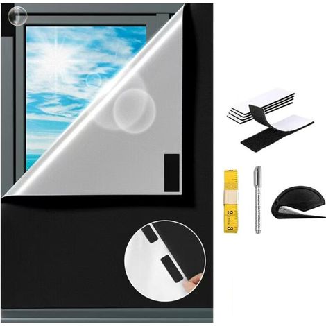 Verdunkelungsrollo ohne Bohren, Thermovorhang, blickdichter Stoff zum Zuschneiden für Dachfenster, Schlafzimmer und Wohnwagen, 200 × 145 cm (1/5)