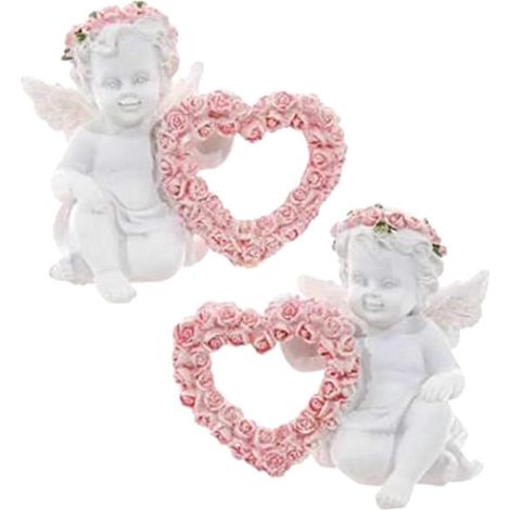 Statue d'ange avec couronne en forme de cœur pour la Saint-Valentin (lot de 2) (1/5)