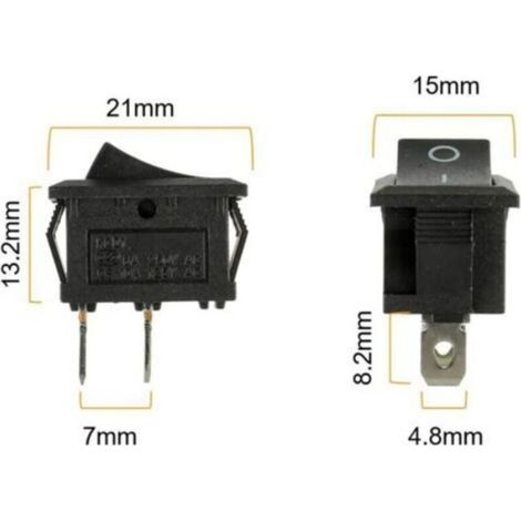 Mini interrupteur à bascule SPST 2 broches, câblage inclus – Lot de 10, noir (1/5)