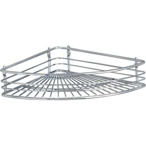 QORVA-Étagère d'angle  Milano chromée 31,5 cm avec vis pour rangement salle de bain angle étagère murale salle de bain design en métal robuste et durable parfaite pour les coins et vos soins quotidien