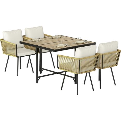 Outsunny Set da Giardino 5 Pezzi con 4 Sedie