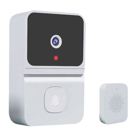 Sonnette vidéo WiFi sans fil avec caméra 480P, vision nocturne infrarouge et interphone audio bidirectionnel, portée de transmission jusqu’à 50 m pour maison et entrée (1/5)