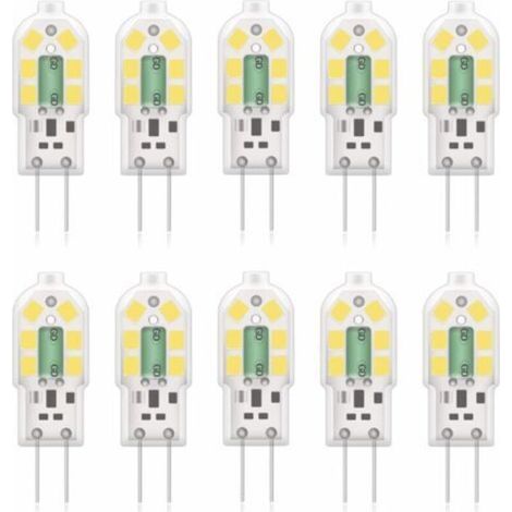 G4 2W LED Ampoule, 20W Ampoules Halogènes équivalentes, Blanc froid 6000k,200Lm,12x SMD,12V AC/DC-Pack de 10 [Classe énergétique A+] (1/5)