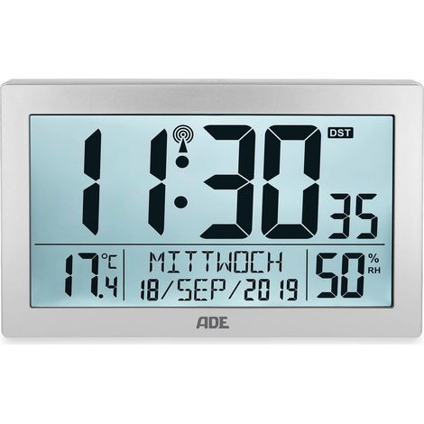 Orologio elettronico ADE con ampio display, 22,5 x 3,5 x 14,5 cm, grigio (1/2)