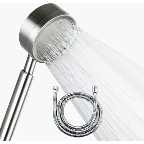 Hochdruck-Duschkopf mit 1,5 m Schlauch, wassersparender Edelstahl-Duschkopf mit Brauseschlauch, Badezimmer-Dusch-Handbrausen (1/5)
