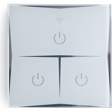 Interruttore Intelligente Tattile Bicchiere 3 attraverso 1800W Compatibile Google Home/Alexa [HIT-KS-601-3]