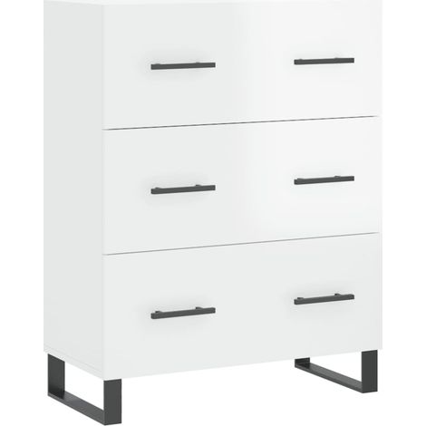 Credenza buffet cassettiera mobile contenitore organizer cucina soggiorno lucido 69,5 x 34 x 90 cm derivati del legno bianco 020030703