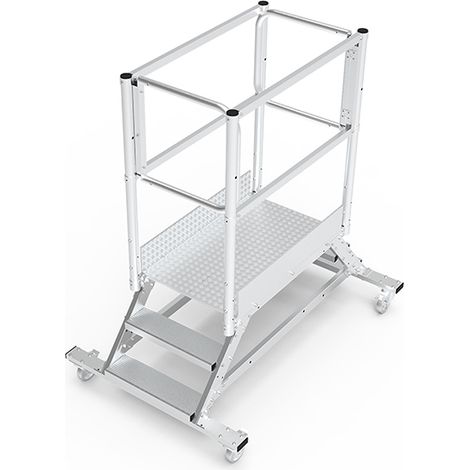 Piattaforma con ruote 3 gradini - Altezza massima di lavoro 2.60m - PTF103-DA-PT