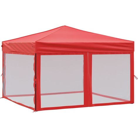 vidaXL Carpa para fiestas plegable con paredes laterales rojo 3x3 m (1/2)