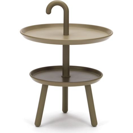 Tavolino da Giardino Ø41x55 cm 2 Ripiani in Polipropilene Verde