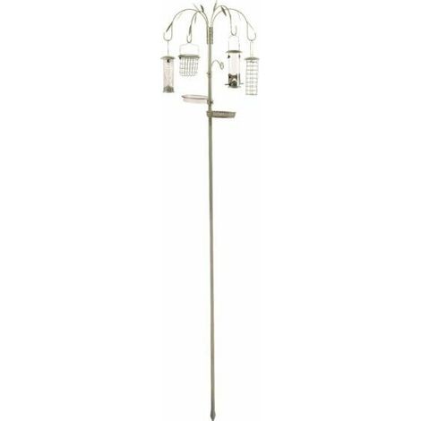 Traditional 4 Arm Wild Willow Wild Bird Feeding Station includes Metal Feeders for Seeds, Peanuts, Suet Balls, Suet Cakes Bird Feeder Seed Tray, Water Bath Hanging Brackets (1/2)