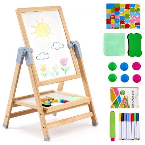Chevalet d'Art Enfants 2-en-1 Tableau Magnétique Blanc Noir (1/5)