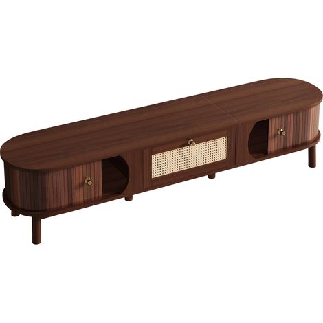 Mueble TV de aglomerado y ratán, natural, con puertas y cajones, MODENUIT (1/5)