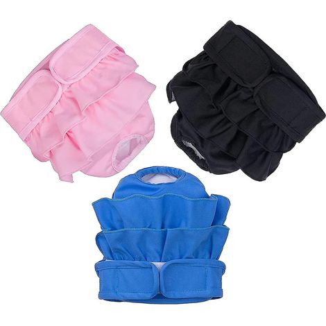 Couche Pour Chien Réutilisable - Culotte Périmétrale Pour Femelle - Design Jupe - Taille M - Lot De 3