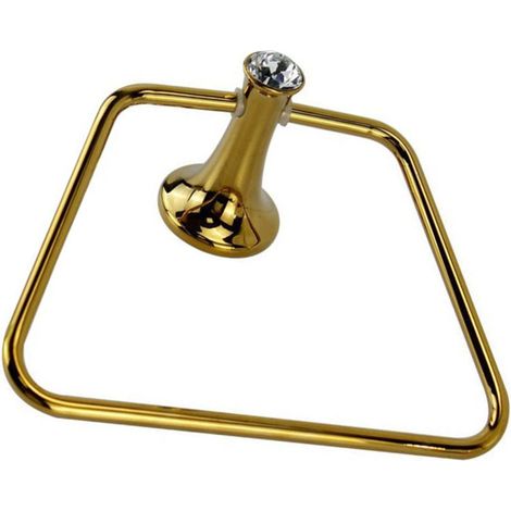 Porta asciugamano anello quadrato da Bagno da Muro in acciaio oro con punto luce cristallo in acrilico accessori bagno (1/2)