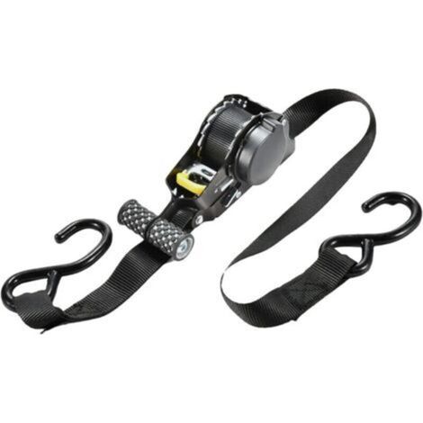 Sangle à cliquet rétractable – Sangle d'arrimage rétractable automatique pour charges lourdes, remorques, voitures, motos – Capacité 680 kg, 330 x 17 cm (1/4)