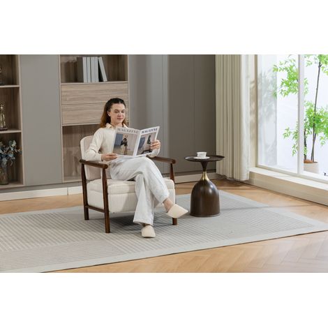 Fauteuil d’accent médiéval moderne structure bois rembourré lombaire pour salon chambre véranda. (1/5)