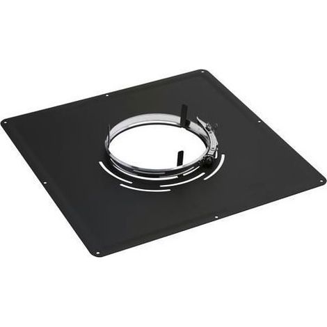 TEN – Plaque de propreté 400x400mm noire pour poêle D125mm – Inox – Système de maintien par ergot – Montage facile sans coulissant