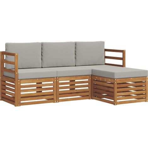 Conjunto de sofás de exterior 4 uds. Gris Natural y Claro vidaXL (1/5)