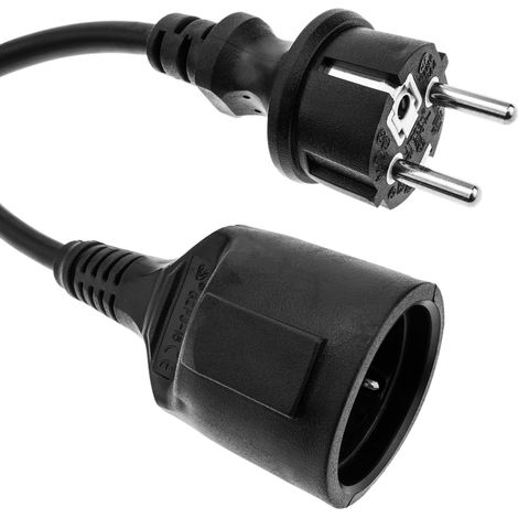 BeMatik - Prolongateur Extension de câble électrique schuko mâle à femelle 3 m noir IP44 (1/5)