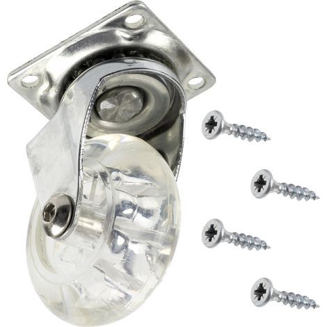 Lot de 4 Roulettes pivotantes rotatives à 360° Ø50 mm + 18 vis à bois Ø4x16 mm  fixation à platine à billes 42x42 mm  charge maximale 35 kg pour meubles étagères chariots (1/5)