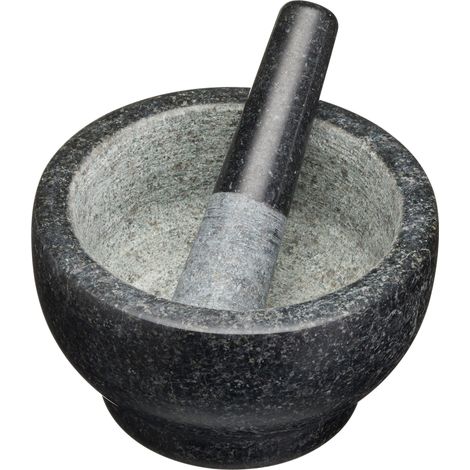 MasterClass Mortero de granito grande, 20 x 12 cm - Negro / Gris