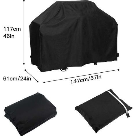 Grillabdeckung, Grillschutzplane, winddicht/UV-beständig/wasserdicht/feuchtigkeitsbeständig/staubdicht, 147 x 61 x 117 cm (1/4)