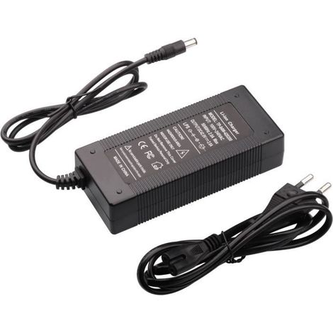 Chargeur pour trottinette électrique 42 V 2 A, chargeur pour vélo électrique à batterie lithium 36 V, adaptateur universel CC 5,5 x 2,1 mm (1/4)