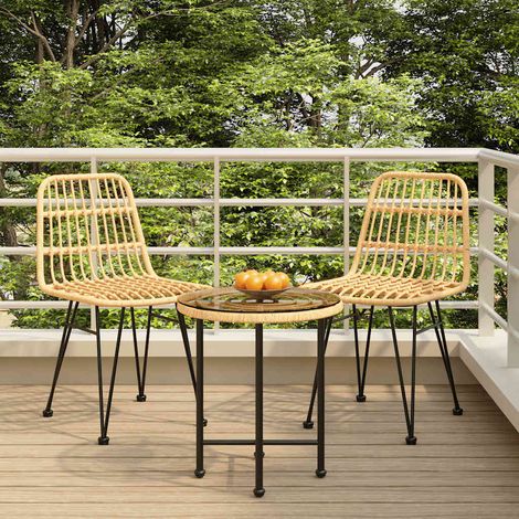 Ensemble Table et Chaise de Jardin 3 pcs - Ensemble Table à manger + 2 chaises Résine tressée BV547512 - BonneVie (1/5)