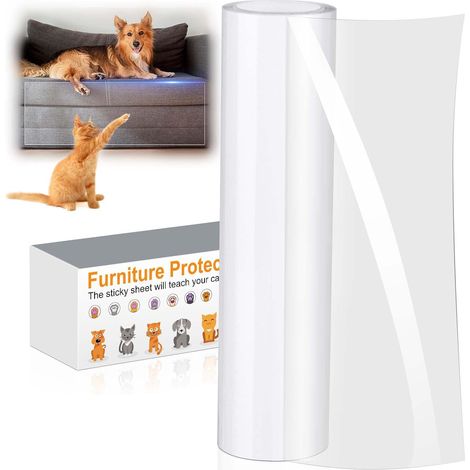 Anti-Klauen-Katzen-Sofaschutz, 21 cm x 3 m, transparent, selbstklebende Aufkleberrolle, Katzen-Kratzschutz, Anti-Klauen-Schutz für Möbel, Türen, Wände, Sofas, Teppiche, Arbeitsplatten (1/5)