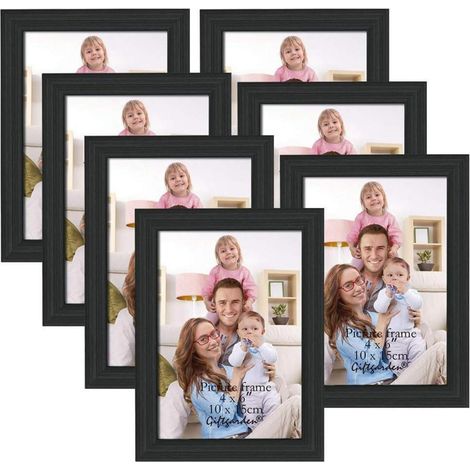 Giftgarden 7er Bilderrahmen Set Collage 10x15 cm Schwarz Wall & Tabletop Frame (1/5)
