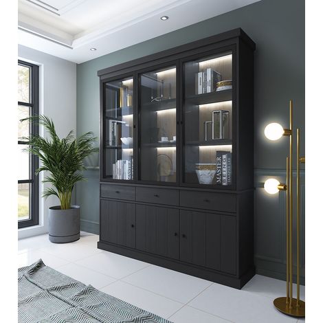 Vitrine moderne chêne noir Valeria (1/4)