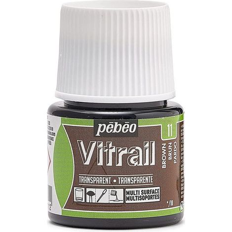 Peinture Vitrail - Pebeo - Brun - 45ml - Finition Brillante - Utilisation Intérieure
