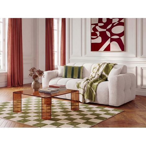 BOBOCHIC - Canapé droit convertible ouverture express 3 places BRADLEY tissu bouclette   Blanc