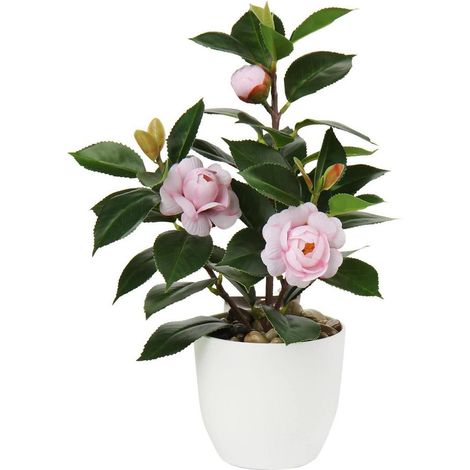 Künstliche Kamelie Kunstpflanze im Kunststofftopf 28cm Rosa (1/5)