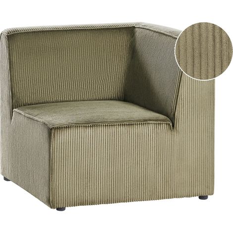Corner Section Green Corduroy 1-Seat Jumbo Cord Right Hand Sofa Module Modern Single-Seat LEMVIG