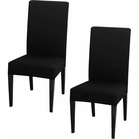 Housse Chaise Extensible Salle à Manger Amovible Lavable Couverture pour Maison H 2 pièces lot de 2 Noir (1/5)