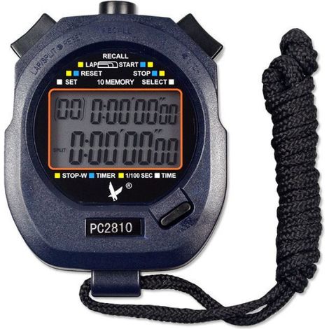 Chronomètre Sport - Affichage 2 Lignes - Mémoire 10 Enregistrements - Compte à Rebours et Alarme - Alimentation Pile + Cordon - Unité (1/3)