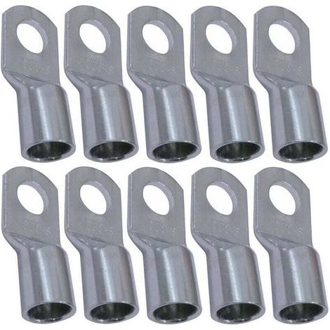 Lot de 10 Cosses Electriques à Oeillet Tubulaire - Oeil - Ø8mm - Non Isolées - pour Conducteur 35mm² - Connecteur de Fil Electrique - Serrage - Couleur Argent NPTERBL (1/5)