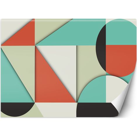 Fototapete Geometrische Abstrakt Rot Grün Türkis 100x70 cm