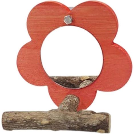 Perchoir avec miroir pour perruches, branches à grimper, jouets en bois pour cage à oiseaux (aras, perruches, calopsittes).-Red