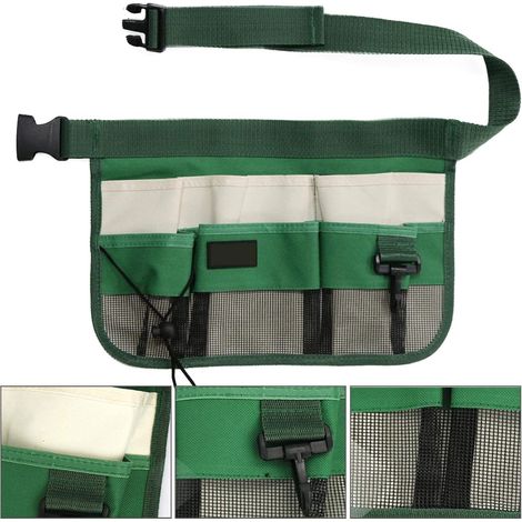Gartengerätetasche, Werkzeugtasche mit mehreren Fächern aus Oxford-Gewebe, verstellbare Größe, Organizer für Gärtner, Floristen und Künstler (grün) (1/4)