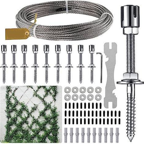 Treillis de Support de Plantes de Jardin Treillis en Acier Inoxydable pour Plantes Grimpantes, Treillis Mural à Disposition Flexible pour Plantes Grimpantes (avec Fil d'acier) (1/5)